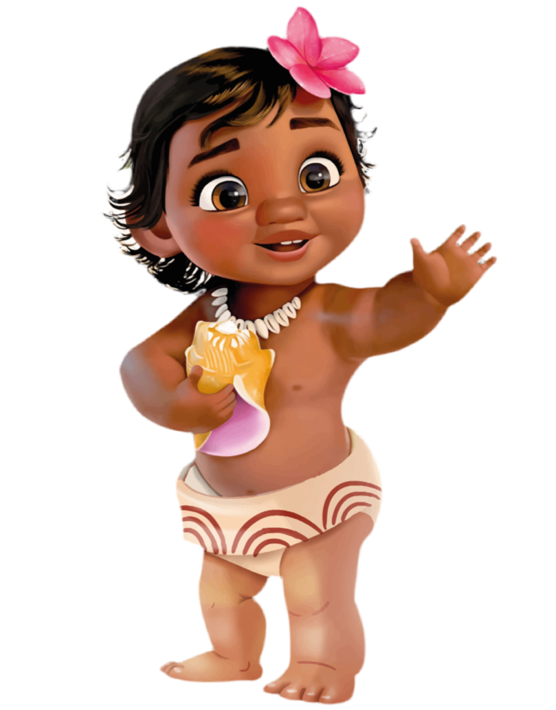 Baby Moana met schelp cutout voor verjaardagsfeest
